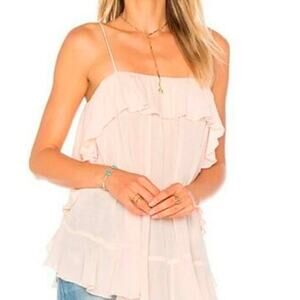 Free People Women's XS pink cascades ruffle tank